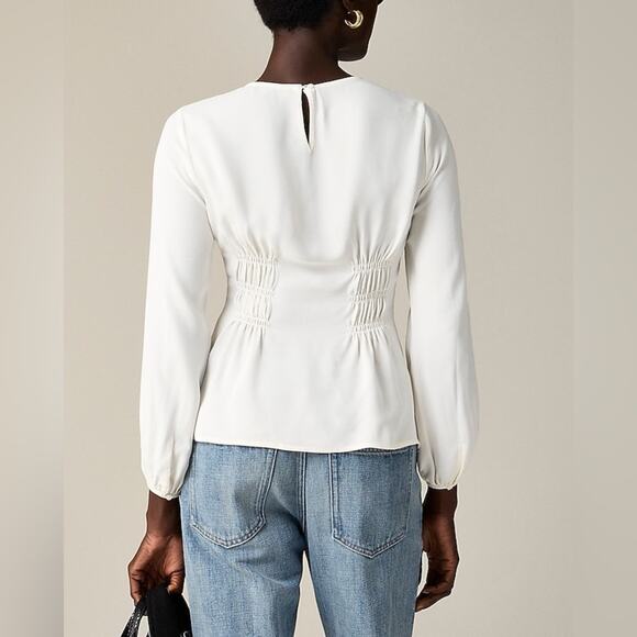 J.Crew Size 8 Shirred-waist top in viscose crepe Size 8 CF445 - Picture 3 of 5